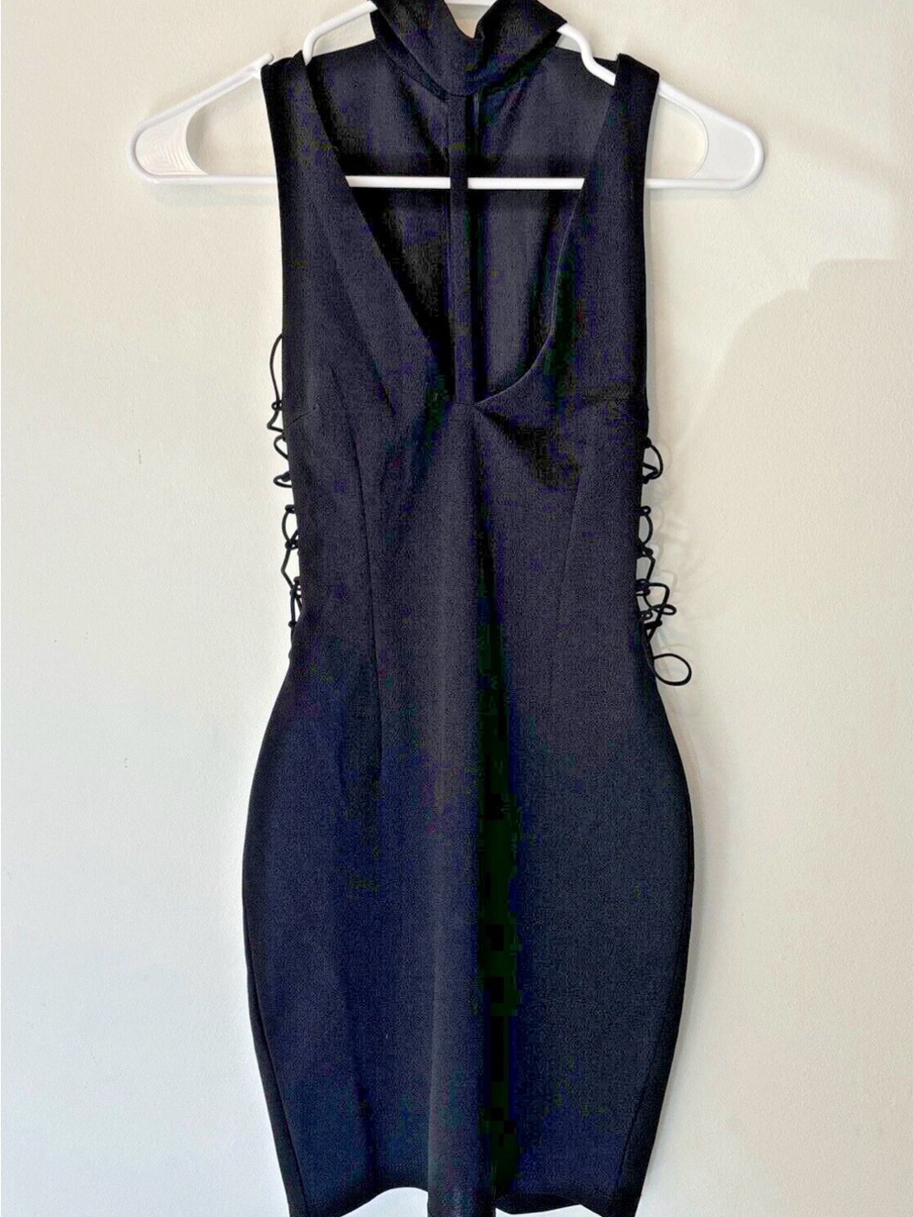 Chic Black Lace-Up Mini Dress - Women